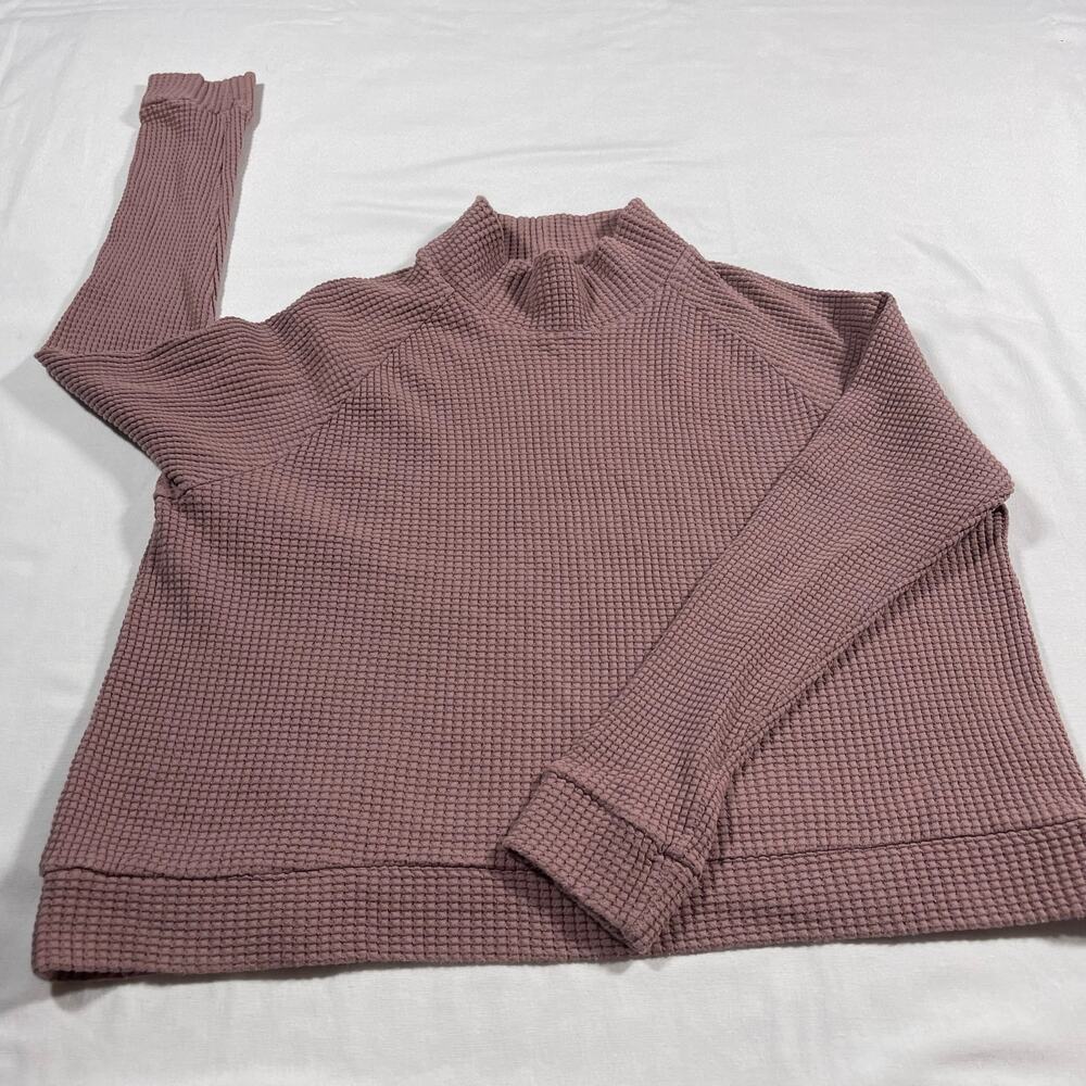 The North Face Women’s XXL Waffle Knit Mock Neck Pullover Mauve 2XL Cotton